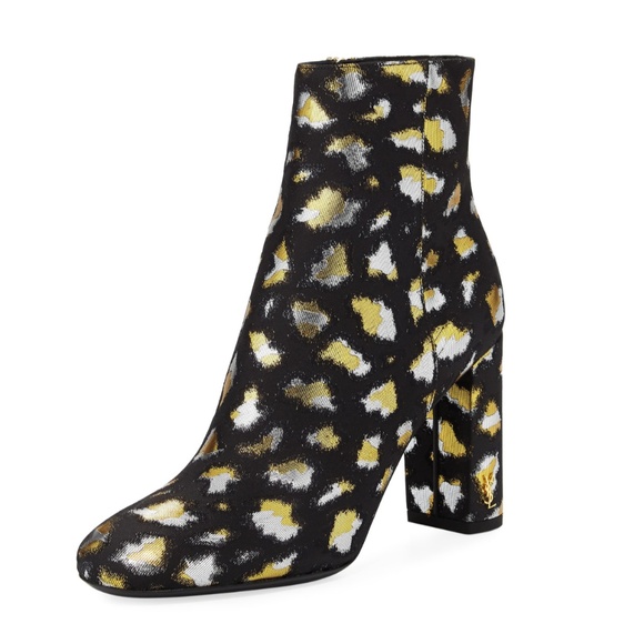 NWT Saint Laurent LouLou Metallic Leopard Booties - Picture 1 of 7